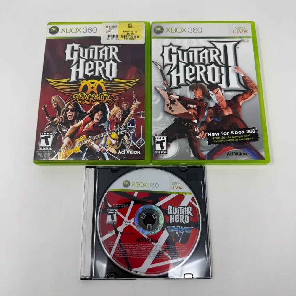 Guitar Hero Xbox 360 Live Game Lot Of 3 II, Aerosmith, and Van Halen